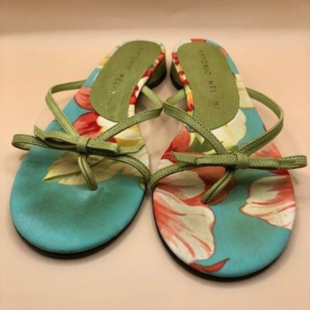 Antonio Melani Leather Tulip Fabric Sandals 7